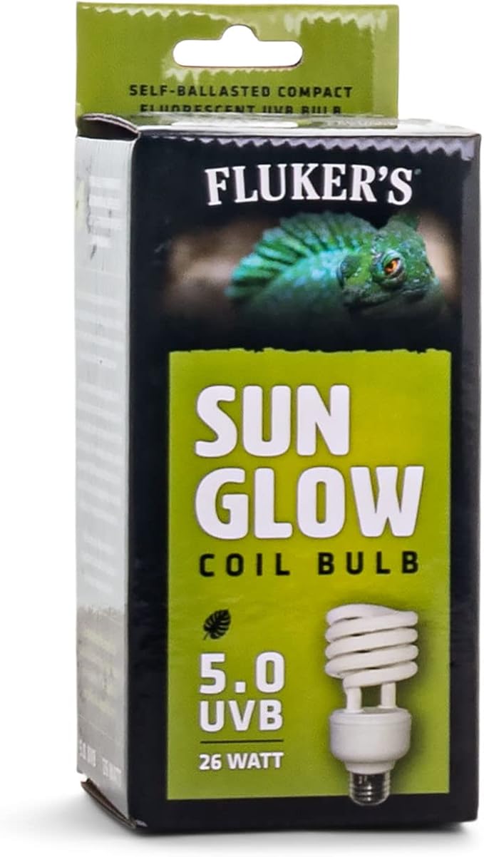 Fluker's Sun Glow 5.0 UVB Fluorescent Coil Bulb for Tropical Reptiles, Reptile Heat Light Stimulates Natural Synthesis of Vitamin D in Captive Reptiles, 26 Watt