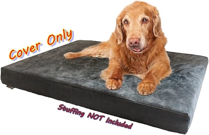 Dogbed4less 40X35X4 Inches XL Size : Suede fabric External Replacement Cover in Grey Color with zipper liner for Dog Pet Bed Pillow or pad - Replacement cover only