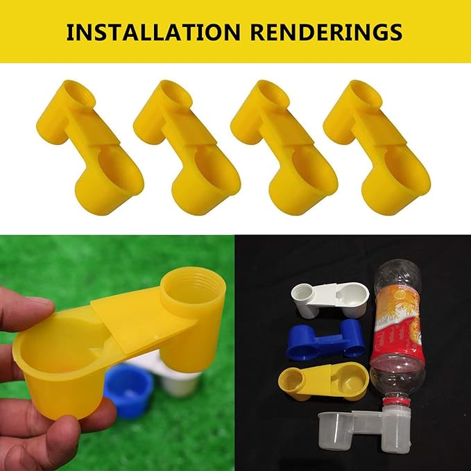 15pcs Automatic Bird Drinker Cups Water Bottl Plastic Pigeon Water Bottle Feeder for Quail Dove Chicken Cage (Yellow)