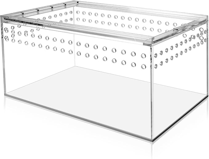 Magnetic Acrylic Reptile Enclosure Transparent terrariums Spiders encolsure Feeding Box,Amphibians pet breeding Vivarium Tank for Turtle,Frogs,Geckos,Mantis,Snakes,Scorpions,etc (Large)