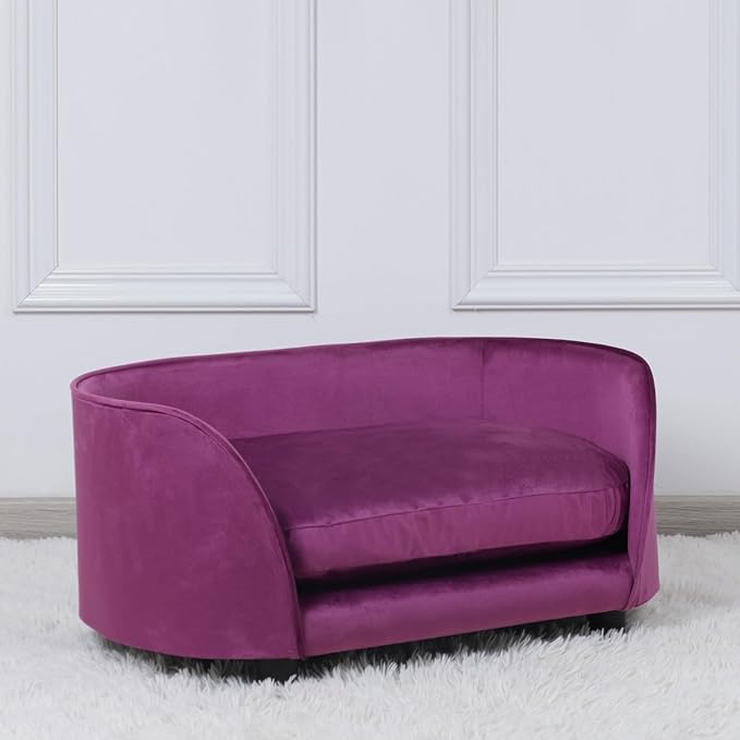 Dog Sofas and Chairs for Small Pet/Cat Sofa Chair with Velvet Fabric/Pet Sofa Bed with Comfortable Washable Cushion/Dog Bed for for Small Dog Rest Using (Purple)