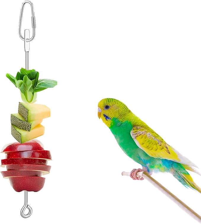 3Pcs Parrot Fruit Vegetable Skewer, Bird Food Holder Small Animal Fruit Vegetable Holder Stainless Steel Bird Parrot Skewer for Parakeet Budgie Conure Macaw