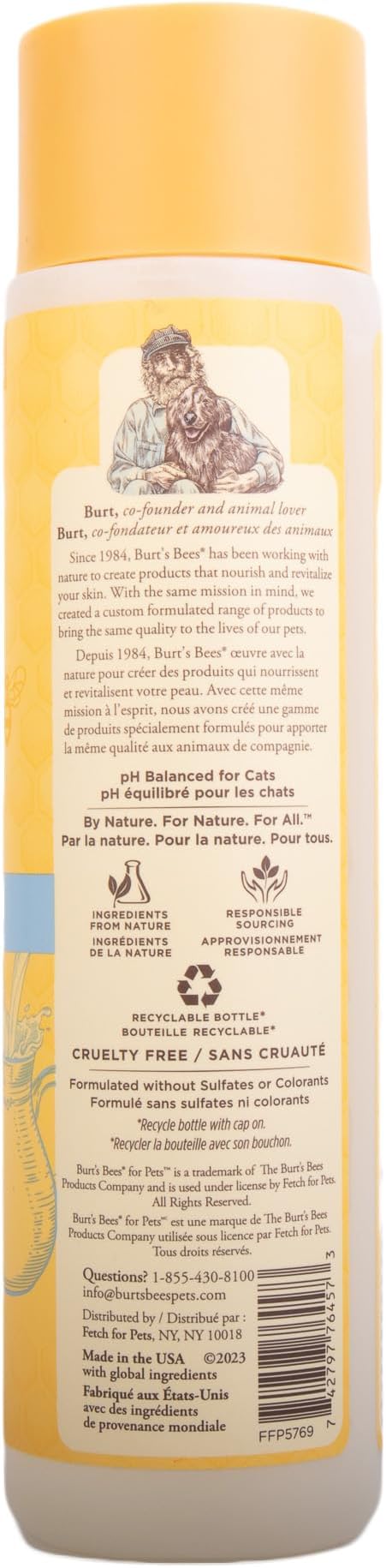 Burt's Bees for Pets Naturally Derived Kitten Tearless Shampoo with Buttermilk, Cat Shampoo, Kitten Shampoo for Cats - Cat Grooming Supplies, Cat Bath Supplies, 10 Fl Oz - 2 Pack