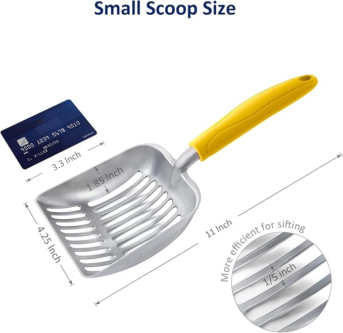 WePet Cat Litter Scoop, Aluminum Alloy Sifter, Kitty Metal Scooper, Deep Shovel, Long Handle, Poop Sifting, Kitten Pooper Lifter, Durable, Heavy Duty, for Litter box