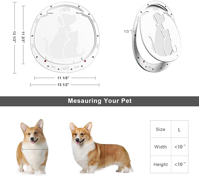 Dog Door for Screen Door, Patent Desigh Pet Screen Door with Lockable Magnetic Flap for Doggy Dog and Cat Door, White