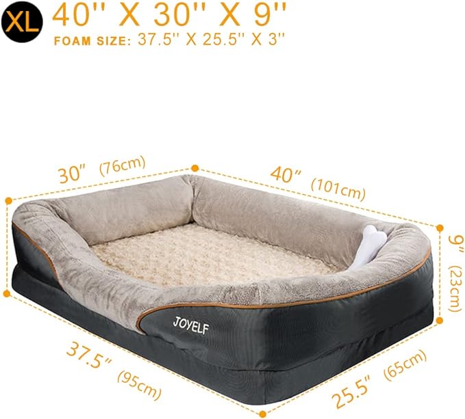 JOYELF X-Large Memory Foam Dog Bed, Orthopedic Dog Bed & Sofa with Removable Washable Cover Dog Sleeper for large dogs