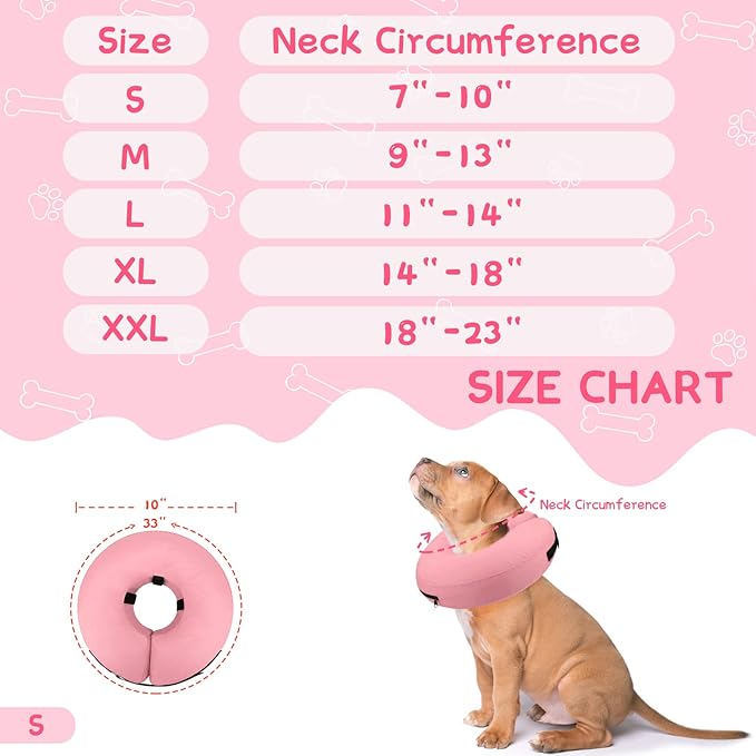 Supet Inflatable Dog Cone Collar Alternative after Surgery, Dog Neck Donut Collar Recovery E Collar to Stop Licking, Soft Dog Cone for Small Puppies Cats Medium Dogs