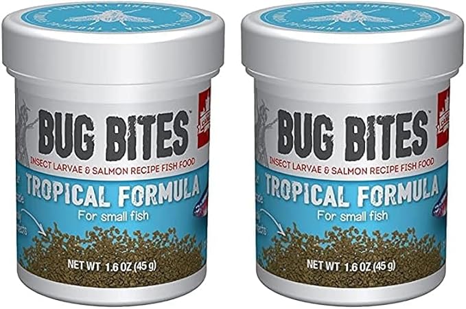 Fluval Bug Bites Tropical Fish Food, Small Granules for Small to Medium Sized Fish, 1.6 oz., A6577 (Pack of 2)