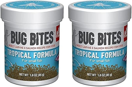 Fluval Bug Bites Tropical Fish Food, Small Granules for Small to Medium Sized Fish, 1.6 oz., A6577 (Pack of 2)