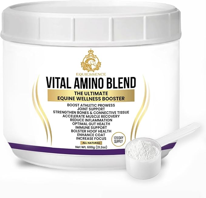 120 Day Supply - Vital Amino Blend - Horse Supplements - 9 Essential Amino Acids - No Fillers, No Sugar, No Soy - Horse Care - Horse Joint Supplement - Horse Hoof Supplements - Coat Care for Horses