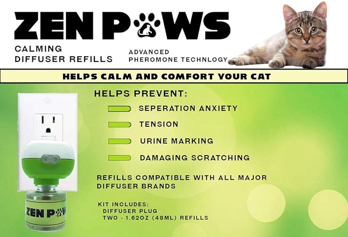 Cat Calming Pheromone Diffuser, 60 Day Starter Kit - Reassures Cats During Car Travel, Veterinary Visits & Helps Control Unwanted Behaviours Like Urine Spraying, Scratching