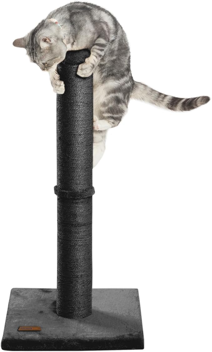 34inch Cat Scratching Post with Natural Sisal Rope 4.3Inch Large Diameter Scratcher Post Tree for Indoor Cats Black