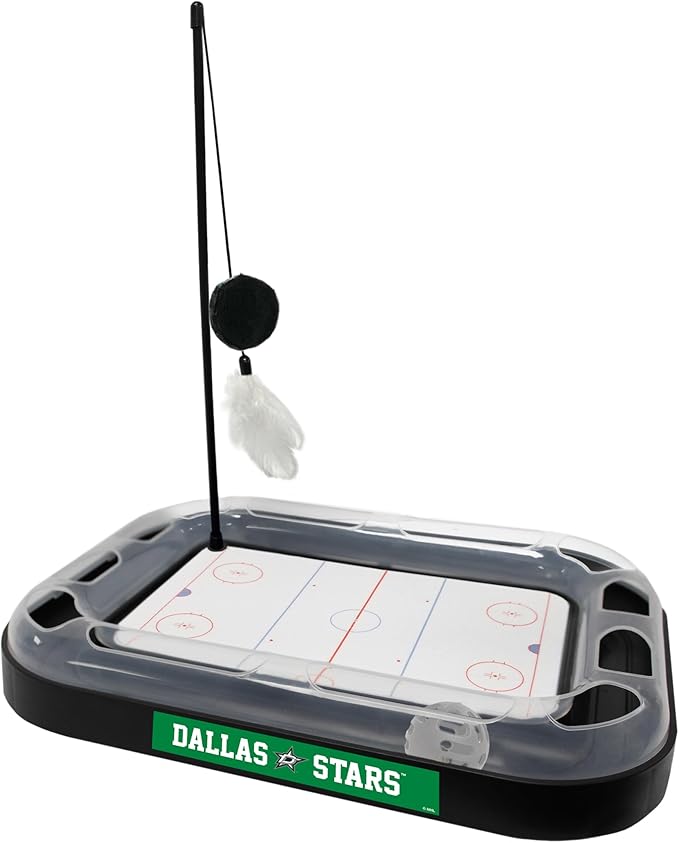 Pets First Cat Scratching Toy NHL Dallas Stars Hockey Field Cat Scratcher Tiy with Interactive Cat Ball Bell in Tracks. 5-in-1 CAT Toy