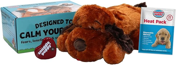 SmartPetLove Original Snuggle Puppy Heartbeat Stuffed Toy for Dogs. Pet Anxiety Relief and Calming Aid, Comfort Toy for Behavioral Training in Brown.