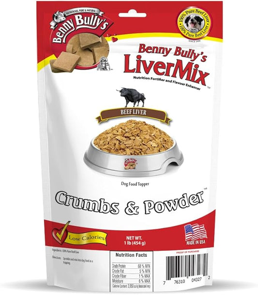 LiverMix Crumbs & Powder - Freeze Dried Beef Liver Dog Food Topper, 454g