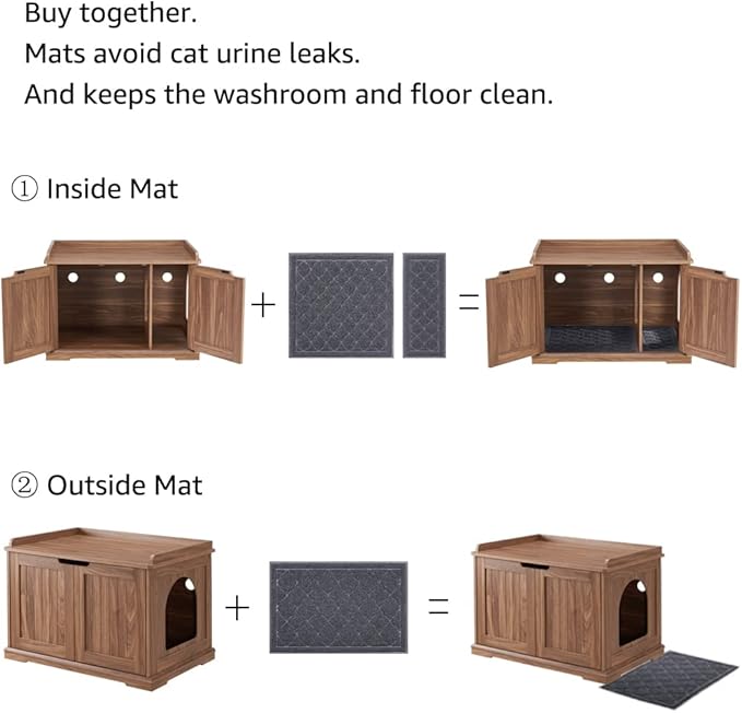 unipaws Cat Litter Box Enclosure Furniture, Cat Washroom, Hidden Litter Box Cover, Cabinet for Large Cat, Dog Proof Cat Litter Boxes, Hideaway Litter Box, Cat House, Walnut