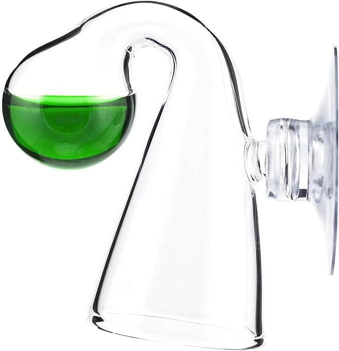 Glass CO2 Drop Checker – CO2 Monitor Kit for Aquarium Tank – Functional and Reliable – Transparent Drop Checker, 4dkh/pH Reagent Solution and Suction Cup