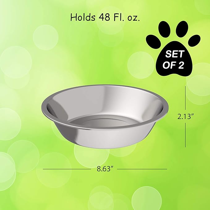 PETMAKER Stainless-Steel Hanging Pet Bowls for Dogs & Cats-Cage, Kennel, & Crate Large Feeder Dishes for Food & Water-Set of 2, 48oz Each