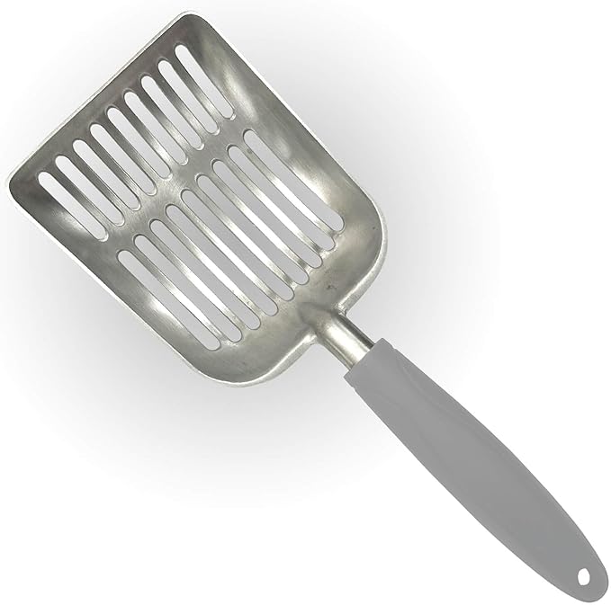 Cat Litter Scoop - Aluminum Alloy cat Litter Shovel, Suitable for All cat Litter, Metal Durable Garbage Shovel Grey