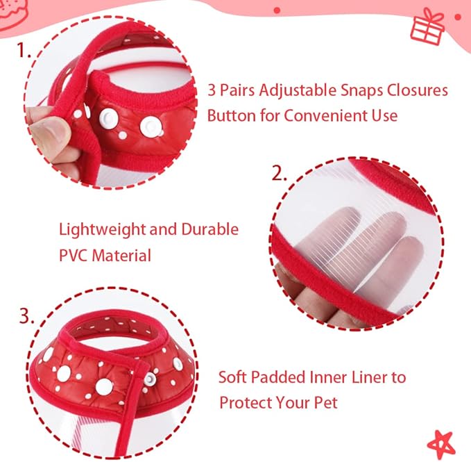 Vivifying Dog Cones for Small Dogs, Adjustable 8-9.6 Inches Soft Lightweight Elizabethan Collar for Small Dogs and Large Cats to Stop Licking Wounds After Surgery(Red)