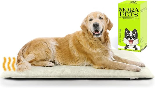 Mora Pets Dog Crate Pad Waterproof Dog Bed Mat Ultra Soft Pet Bed with Removable Washable Cover Anti-Slip Bottom Memory Foam Kennel Pad for Medium Large Dogs 42 x 27 inch Beige