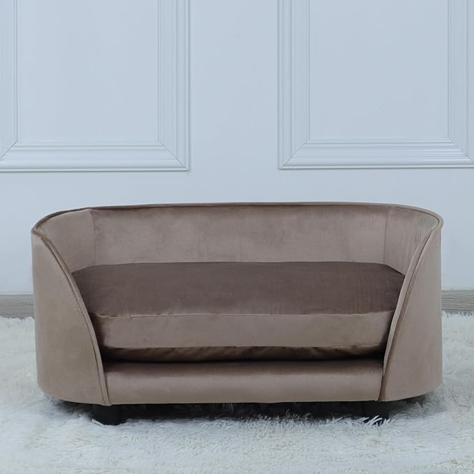 Dog Sofas and Chairs for Small Pet/Cat Sofa Chair with Velvet Fabric/Pet Sofa Bed with Comfortable Washable Cushion/Dog Bed for for Small Dog Rest Using (Brown)