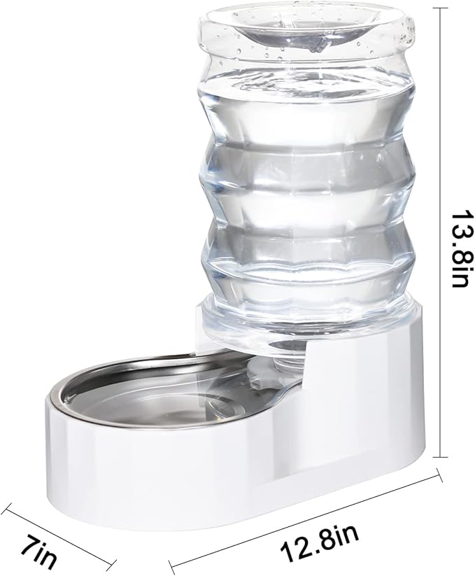 RIZZARI Upgraded 6L Automatic Gravity Dog Water Bowl Dispenser, 100% BPA-Free, Stainless Steel Cat Water Dispenser, Large Capacity Water Dispenser with Two Caps and Filters (6L+)