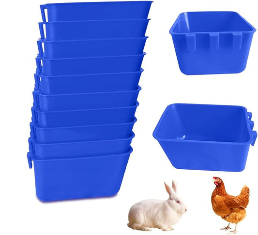 Pack of 10 Cage Cups Birds Feeders Seed Bowl Chicken Feeding Watering Dish Rabbit Water Food Hanging Wire Cages Box 16 oz Coop Cups for Pet Parrot Parakeet Game Fowl Poultry Pigeon