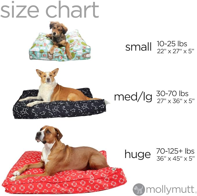 Molly Mutt Small Dog Bed Cover - Daysleeper Print - Measures 22”x27”x5’’ - 100% Cotton - Durable - Breathable - Sustainable - Machine Washable Dog Bed Cover