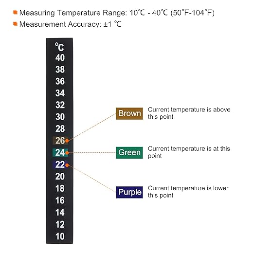 PATIKIL Aquarium Thermometer Sticker, 10Pcs Fish Tank Thermometer Stick On Betta Fish Tank Digital Water Temperature Strips Adhesive for Terrarium Tank Brewing Wine, 10-40℃