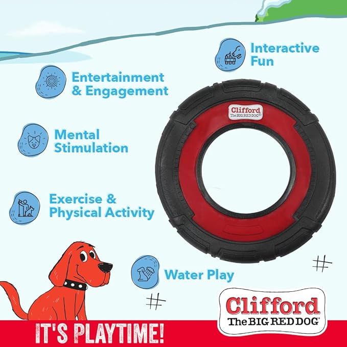 Clifford® Flying Disc Frisbee Dog Toy | 9.25" Durable Dog Frisbee | Quality, Strong Rubber Frisbee for Dogs for Fetch, Toss and Tug