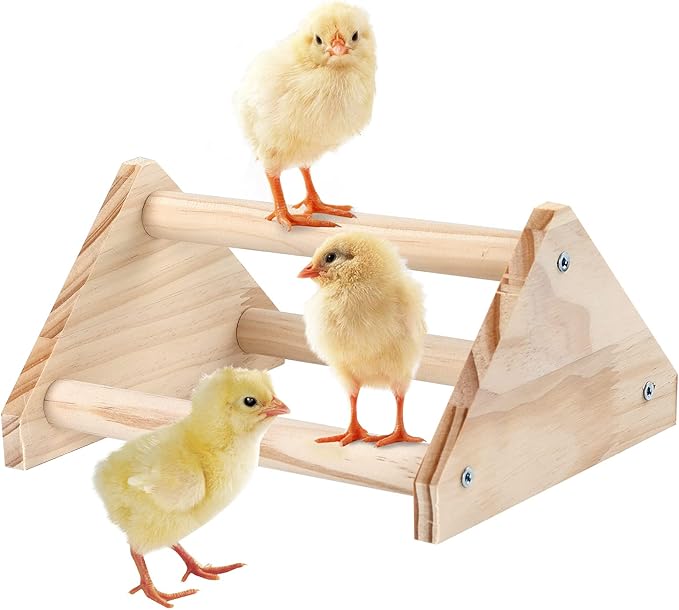 Chicken Perch Strong Pine Wooden Chick Jungle Gym Roosting Bar, Chick Perch Toys for Coop and Brooder for Large Bird Baby Chicks Parrot (Small)