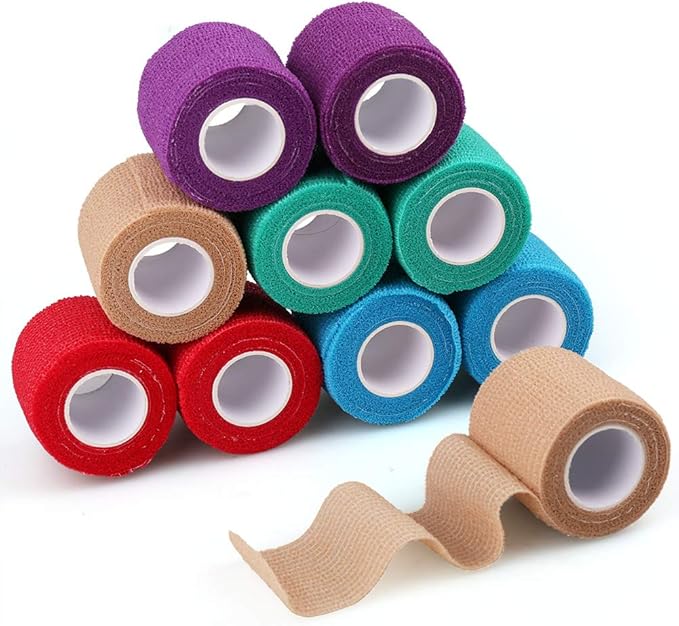 LotFancy Vet Wrap for Horses Dogs, 10 Pack, 2 inch x 5 Yards Self Adhesive Bandage Wrap, Breathable First Aid Tape for Pets Leg Foot Ankle Elbow Knee Paw, Assorted Colors