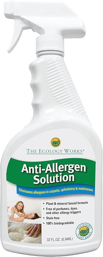 The Ecology Works- Plant-Based Dog & Cat Allergy Spray, Dander Remover & Dust Mite Waste Reducer for Relief from Allergies - Cleans Home, Bedding & Furniture Naturally, Fragrance-Free