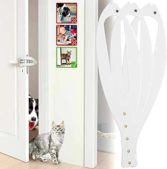 Cat Door Holder Latch Larger Adjustable Cat Door Alternative Fast Latch Strap Let Cats in and Keeps Dogs Out of Litter & Food and Safe Baby Proof No Measuring Easy to Install 3Pcs White