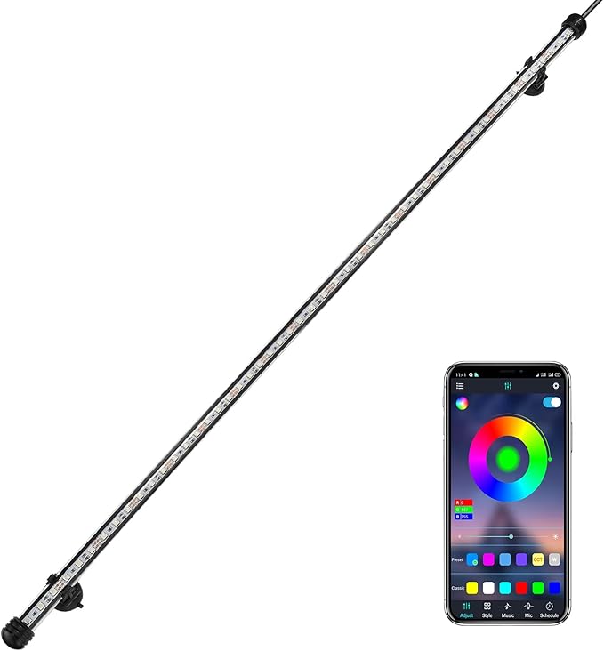 GreenSun Fish Tank Aquarium Light: Submersible Led Lamp - 108 Inch Waterproof Strip Spotlight with APP Control
