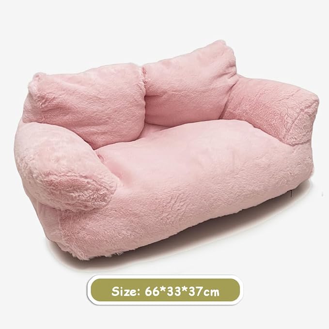 Pet Couch Sofa Bed, Checkers Plaid Washable Cat Beds for Medium Small Dogs & Cats Durable Plush Cat Couch Pet Sofa Bed Puppy Sleeping Bed Soft Anti-Slip (Pink)