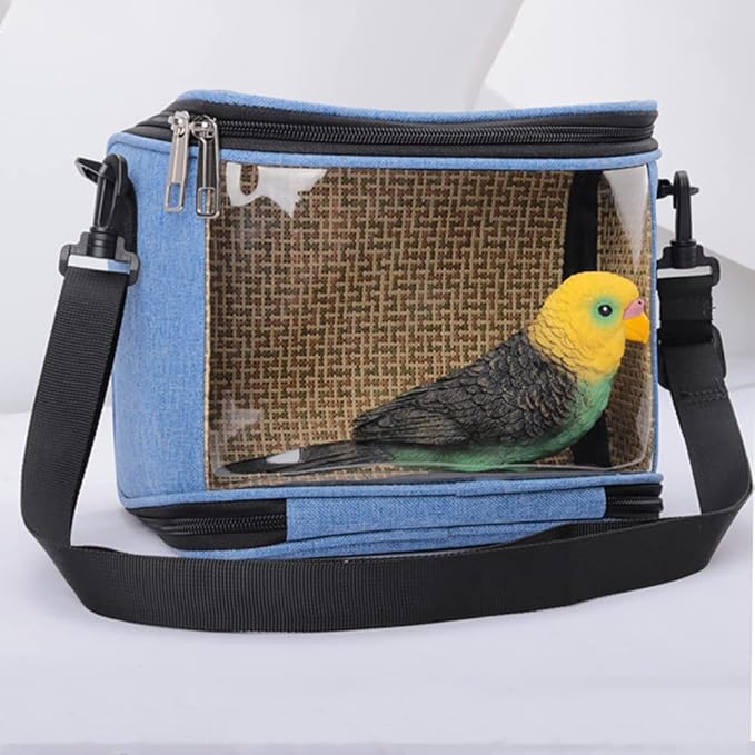 Bird Carrier Travel Cage Parrot Carrying Case Portable Breathable Hamster Carrier Bag Durable Canvas Outgoing Pet Training Bag Small Animals Travel Bag for Parakeet Conures Hedgehog Rats Blue