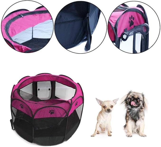 Pet Playpen, Foldable Dog Playpens, Portable Exercise Kennel Tent for Puppies/Dogs/Cats/Rabbits, Dog Play Tent with Removable Mesh Shade Cover for Travel Indoor Outdoor Using(Large)