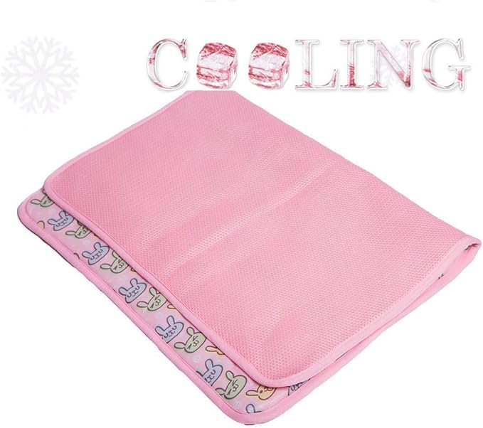 SEIS Dog Ice Pad Ice Silk Cats Kennel Mat Pet Cooling Pad Summer Cool Bamboo Mat Breathable Pad (Pink, M)