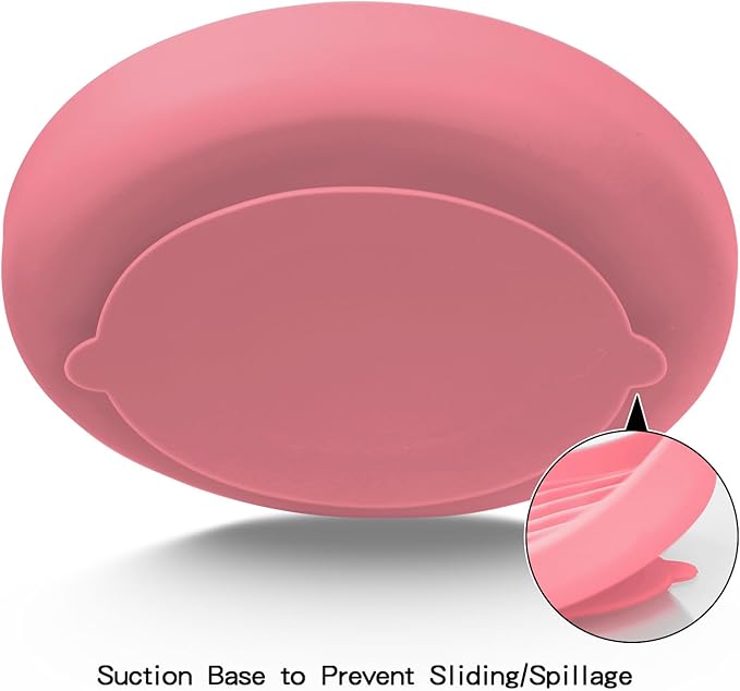 Slow Feeder Dog Bowls, Silicone Food Bowl Anti-Gulping, Pets Puppy Slow Feeder with Suction Cups, Dishwasher Microwave Safe for All Small Medium Dogs, Wave Design Pink