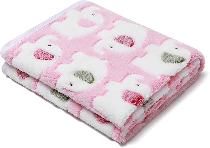 1 Pack 3 Blankets Super Soft Fluffy Premium Cute Elephant Pattern Pet Blanket Flannel Throw for Dog Puppy Cat Pink Small(23x16 inch)