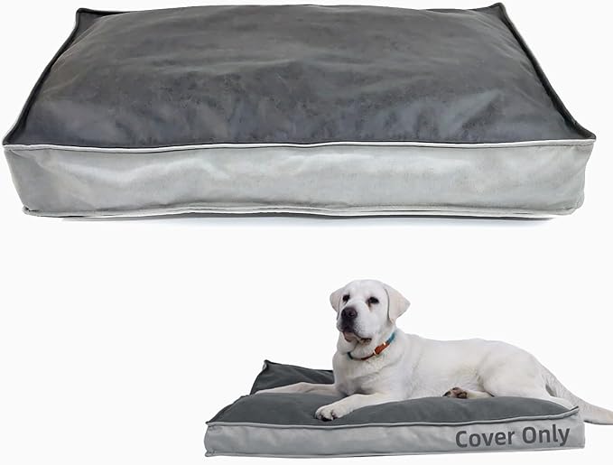Dog Bed Cover, Comfortable and Quiet Dog Bed Covers for Pet Mat Bed, Replacement Washable Dog Bed Cover, Faux Leather Pet Nest, 44" L x 32" W x 4" H, Cover Only
