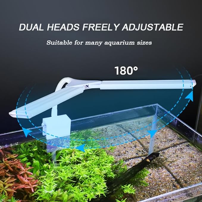 LED Aquarium Light Full Spectrum Clip Fish Tank Light Plants Light Double Swing Arm Light (4, Watts)