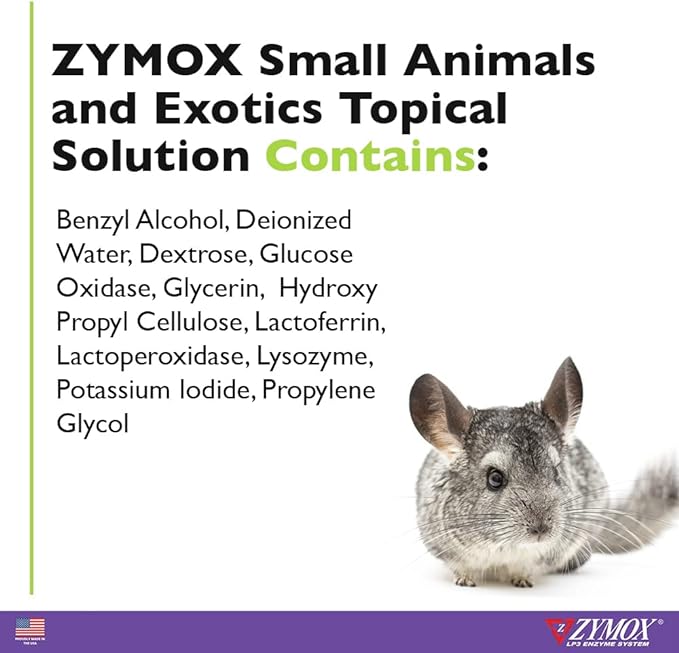 Zymox Small Animal & Exotic Topical Solution, 1.25 oz. – Supports Healthy Skin & Ears for Dog, Cat, Rabbit, Guinea Pig, Ferret, Hamster, Chinchilla, Monkey