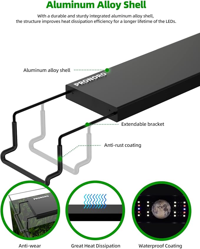 Aquarium Light, LED Full Spectrum Freshwater Aquarium Lights, Daylight/Moonlight Mode and stepless dimmable, Fish Tank Light with 6h/9h/12h Timer and Auto ON/Off (M 36-41 in)