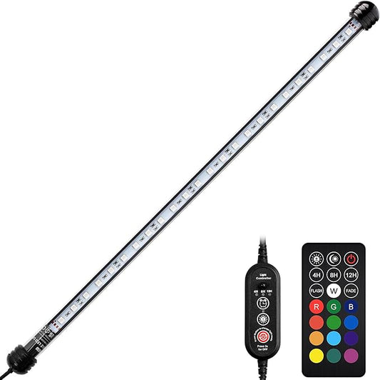 NICREW Submersible RGB Aquarium Light, Underwater Fish Tank Light with Timer, Multicolor LED Light with Remote Controller, 19 Inches