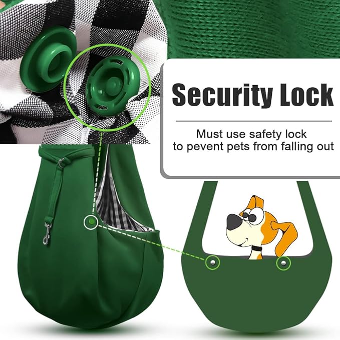 Tomkas Dog Sling Carrier for Small Dogs Puppy Carrier for Small Dogs (Emerald Green, Adjustable Strap & Zipper Pocket)