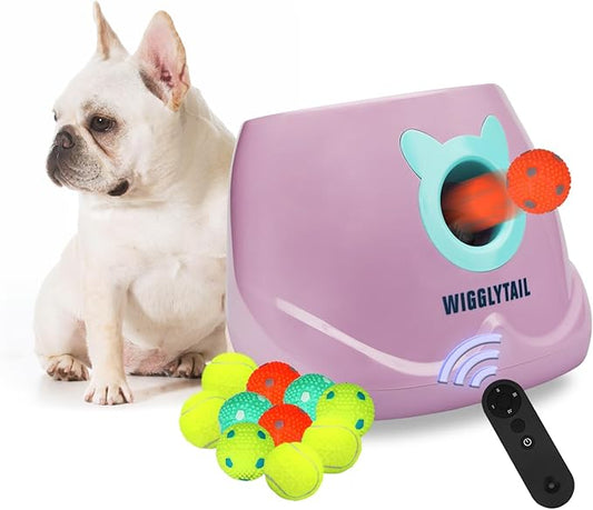 Automatic Ball Launcher for Dogs, Remote Dog Fetch Ball Thrower Launcher, Dog Toys Launcher Ball Thrower with 10 Balls for Small Dogs and Puppies, Interactive Dog Self Playing