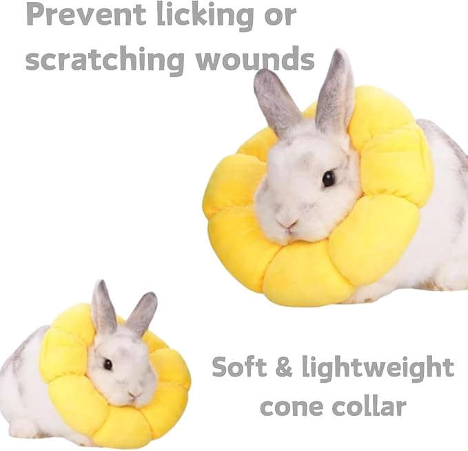 Rabbit Protection Cone Extra Small Soft Elizabethan Collar for Bunny Chinchilla Guinea Pig Small Cat Recovery Collar Kitten E Collar Alternative After Surgery Wound Healing Donut Collar (Yellow, S)